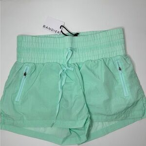 Bandier All Access Sprint Running Shorts With Brief Lining in Clear Water Green